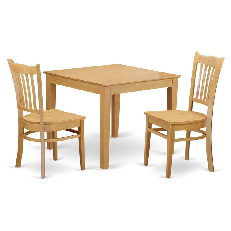 East West Furniture Oxford 3-piece Wood Dining Table and Chair Set in Oak