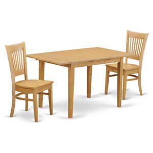 East West Furniture Norfolk 3-piece Wood Table and Dinette Chairs in Oak