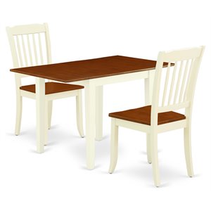 East West Furniture Norden 3-piece Kitchen Table Set in Buttermilk and Cherry