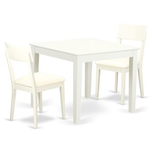 East West Furniture Oxford 3-piece Dining Set with Faux Leather Seat in White