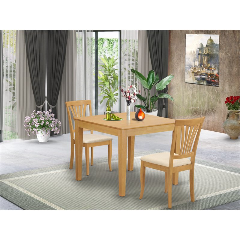 East West Furniture Oxford 3-piece Traditional Wood Dining Table Set in Oak