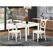 East West Furniture Oxford 3-piece Dining Set with Square Table in Linen White