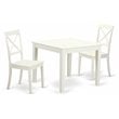 East West Furniture Oxford 3-piece Dining Set with Square Table in Linen White
