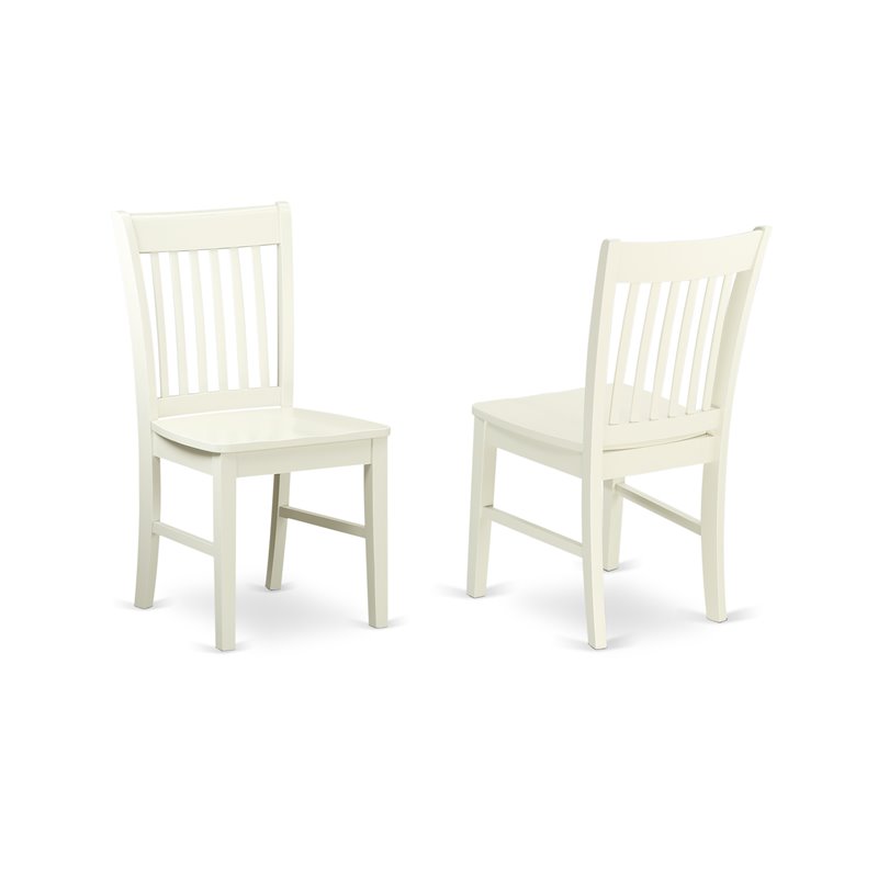 East West Furniture Norden 3-piece Dining Table and Slat Back Chairs in White
