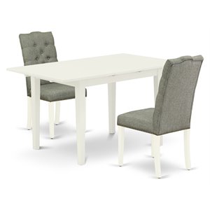 East West Furniture Norfolk 3-piece Wood Dinette Set in Linen White