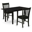 East West Furniture Norfolk 3-piece Traditional Wood Kitchen Table Set in Black