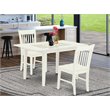 East West Furniture Norfolk 3-piece Wood Kitchen Table Set in Linen White