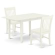 East West Furniture Norfolk 3-piece Wood Kitchen Table Set in Linen White