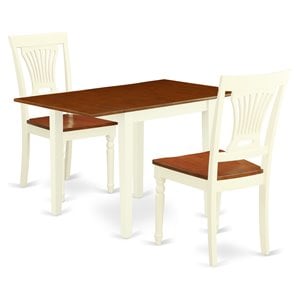 East West Furniture Norden 3-piece Wood Dining Set in Buttermilk and Cherry