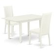 East West Furniture Norfolk 3-piece Dining Table and Slatted Chairs in White