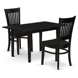 East West Furniture Norfolk 3-piece Dining Set with Rectangular Table in Black