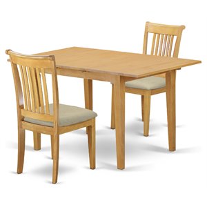 East West Furniture Norfolk 3-piece Traditional Wood Dinette Table Set in Oak