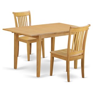 East West Furniture Norfolk 3-piece Traditional Wood Dinette Set in Oak