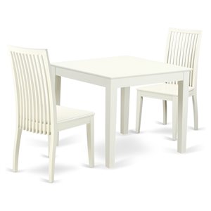 East West Furniture Oxford 3-piece Wood Dinette Table Set in Linen White
