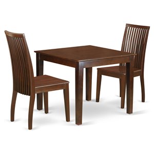 East West Furniture Oxford 3-piece Dining Set with Wood Seat in Mahogany