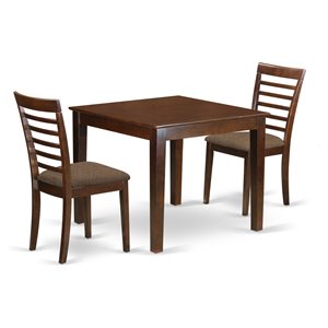 East West Furniture Oxford 3-piece Wood Dinette Table Set in Mahogany