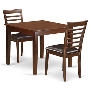 East West Furniture Oxford 3-piece Wood Dinette Table and Chairs in Mahogany
