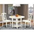 East West Furniture Sudbury 3-piece Dining Set with Panel Back in Linen White
