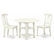 East West Furniture Sudbury 3-piece Dining Set with Panel Back in Linen White