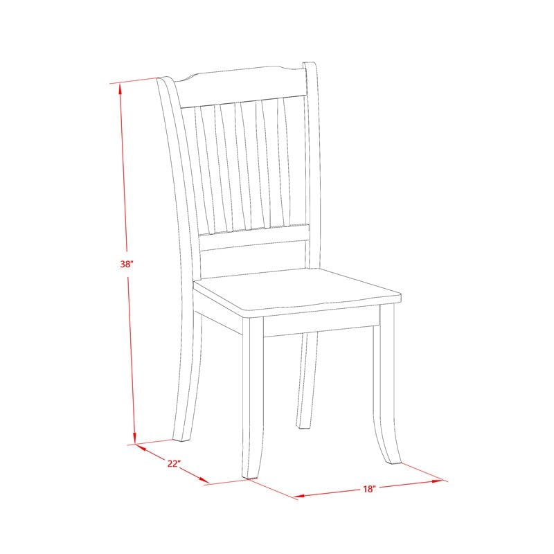 East West Furniture Antique 3-piece Wood Dining Set with Slatted Back in White