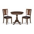 East West Furniture Antique 3-piece Dining Set with Leather Seat in Mahogany
