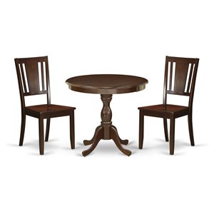 East West Furniture Antique 3-piece Dining Set with Panel Back in Mahogany
