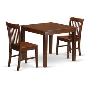 east west furniture oxford 3-piece wood dinette table and chair set in mahogany