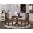 East West Furniture Antique Wood 3-piece Dining Set with Round Table in Mahogany