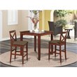 East West Furniture Pub 3-piece Wood Dining Table and Stool Set in Brown