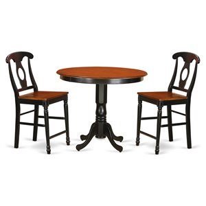 East West Furniture Trenton 3-piece Wood Dining Set in Black and Cherry