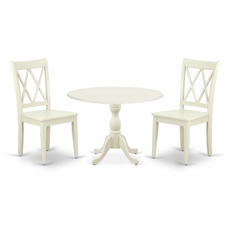 East West Furniture Dublin 3-piece Dining Table & Double X-Back Chairs in White