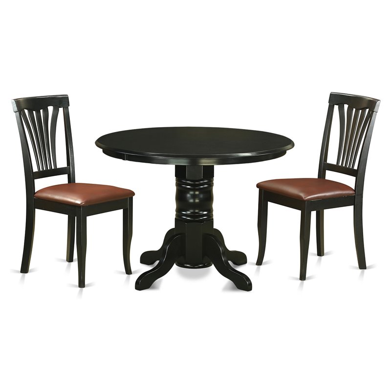 East West Furniture Shelton 3-piece Traditional Wood Dining Table Set in Black