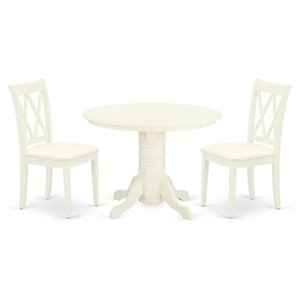 East West Furniture Shelton 3-piece Dining Set with Linen Seat in White