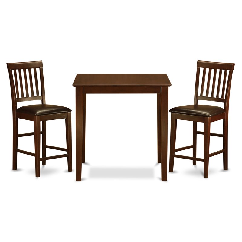 East West Furniture Vernon 3-piece Wood Dining Table and Stools in Mahogany