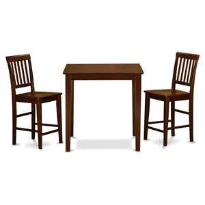 East West Furniture Vernon 3-piece Counter Height Table and Chairs in Mahogany