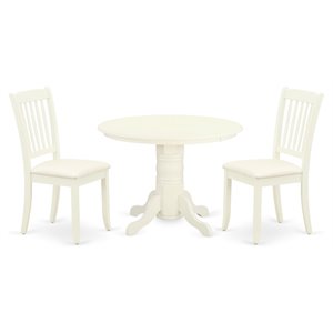 East West Furniture Shelton 3-piece Dining Set with Fabric Seat in White