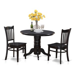 East West Furniture Shelton 3-piece Wood Table and Dining Chair Set in Black