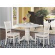 East West Furniture Shelton 3-piece Dining Set with Round Table in Linen White