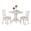 East West Furniture Shelton 3-piece Dining Set with Round Table in Linen White