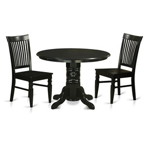 East West Furniture Shelton 3-piece Traditional Wood Dinette Table Set in Black