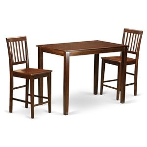 East West Furniture Yarmouth 3-piece Wood Counter Height Dining Set in Mahogany