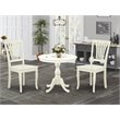 East West Furniture Wood 3-piece Dining Set with Slatted Back in Linen White