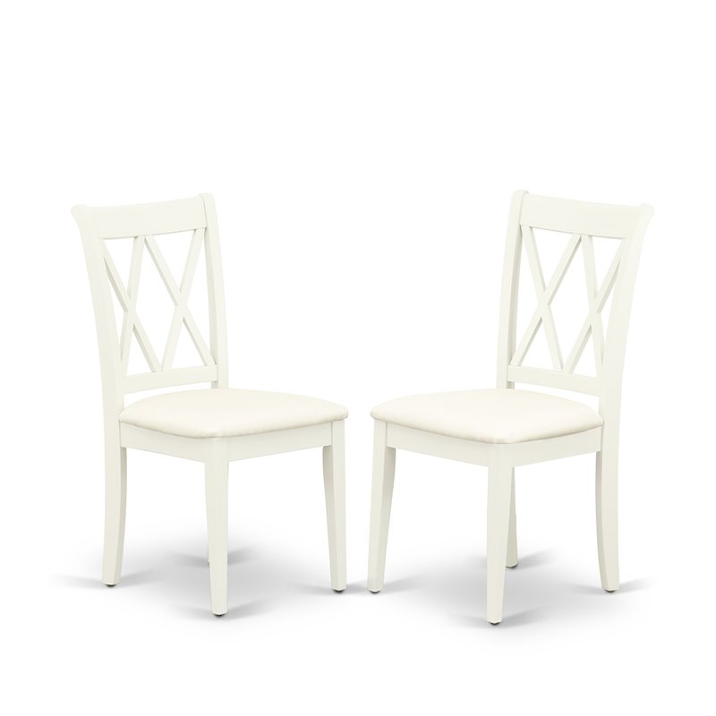 East West Furniture Antique 3-piece Double X-Back Chair and Table Set in White