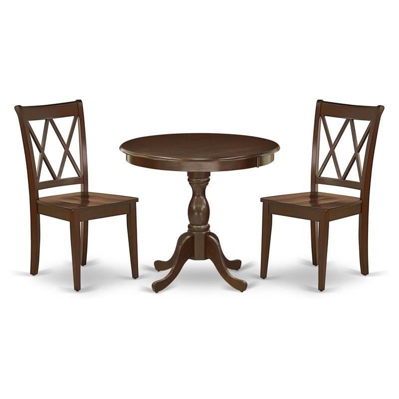 East West Furniture Antique 3-piece Dining Set with X-Back Chairs in Mahogany