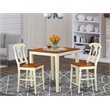 East West Furniture Vernon 3-piece Kitchen Table Set in Buttermilk and Cherry