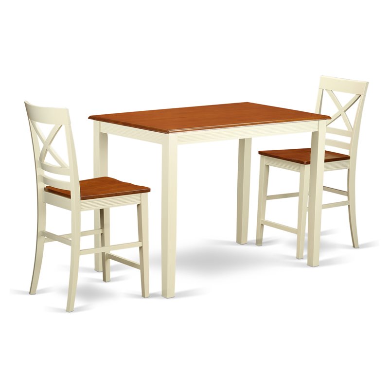 East West Furniture Yarmouth 3piece Dining Room Set in Buttermilk and