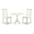 East West Furniture Dublin 3-piece Dining Table and Chair Set in Linen White