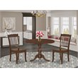 East West Furniture Dublin 3-piece Dining Set w/ Slatted Back Chairs in Mahogany