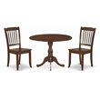 East West Furniture Dublin 3-piece Dining Set w/ Slatted Back Chairs in Mahogany