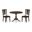 East West Furniture Dublin 3-piece Dining Set with Panel Back in Mahogany